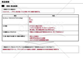 事業計画書９／１６【商品戦略】※製造業の例