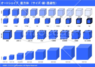 オートシェイプ　直方体　（サイズ・線・透過性）（ブルー）