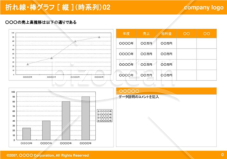 折れ線・棒グラフ［横］（時系列）02（Orange）