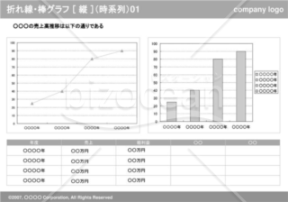 折れ線・棒グラフ［横］（時系列）01（Gray）