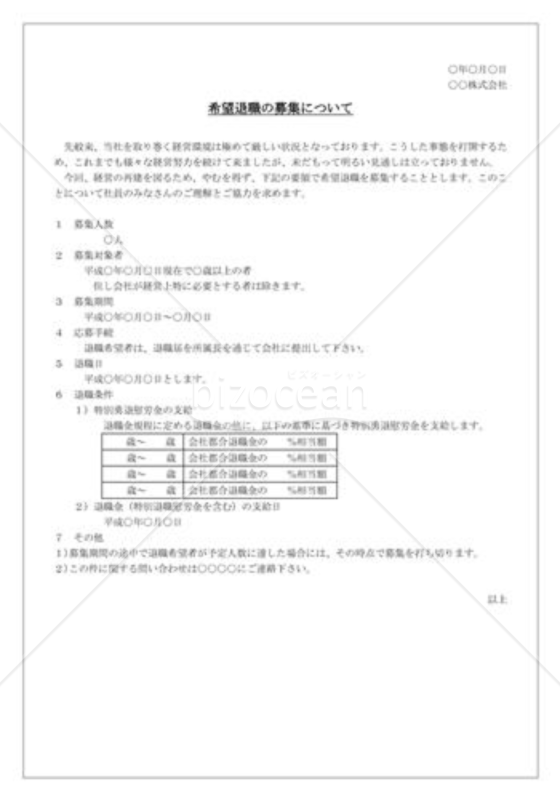 希望退職の募集事項01