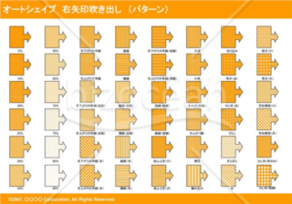 オートシェイプ　右矢印吹き出し　（パターン）　（オレンジ）