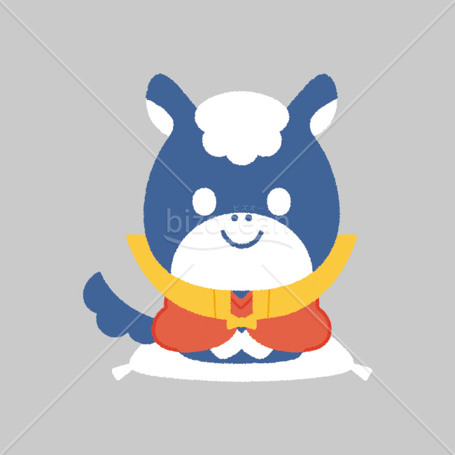 【2026年】「イラスト」ちょこんと座る郷土玩具風の干支の午