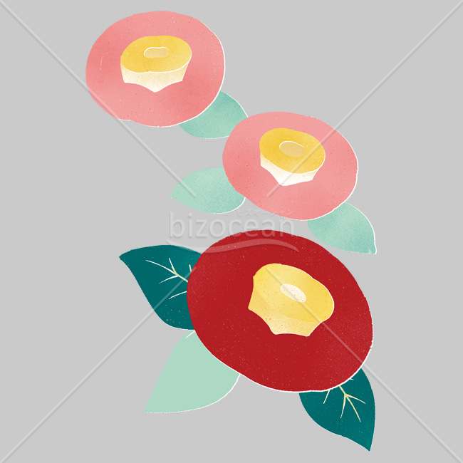 【2026年】「イラスト」和モダンな版画風の紅白の椿