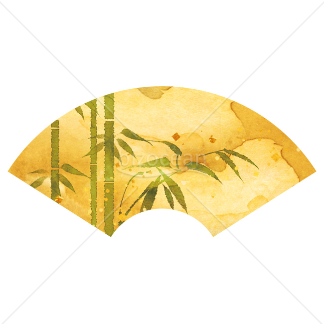 【2026年】「イラスト」水彩風の扇面に描かれた竹林