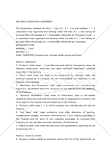 【和・英対訳】技術援助契約書(5a015)／TECHNICAL ASSISTANCE AGREEMENT