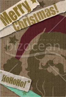 布地に描かれたポップなサンタのクリスマスカード