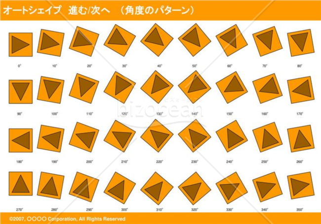 オートシェイプ　進む-次へ　（パターン角度）(オレンジ)