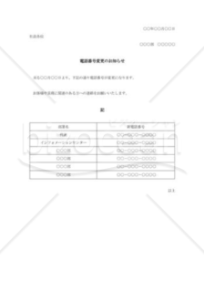 電話番号変更の通知書（社内）