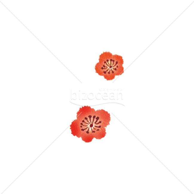 【イラスト】淡くにじむ梅の花の水彩画