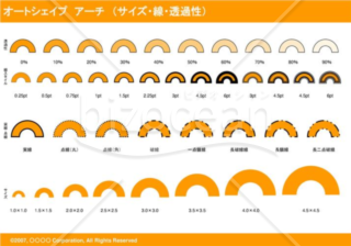 オートシェイプ　アーチ　（サイズ・線・透過性）（オレンジ）