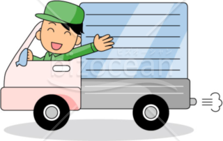 トラックに乗る運転手のイラスト