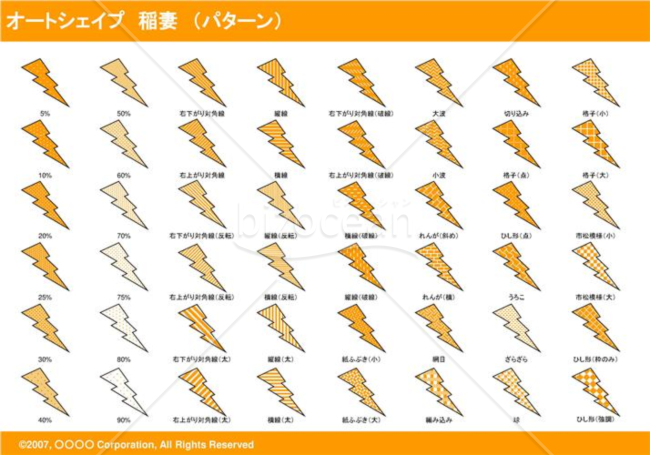 オートシェイプ　稲妻　（パターン）（オレンジ）