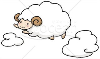 雲の上を飛ぶ羊イラスト