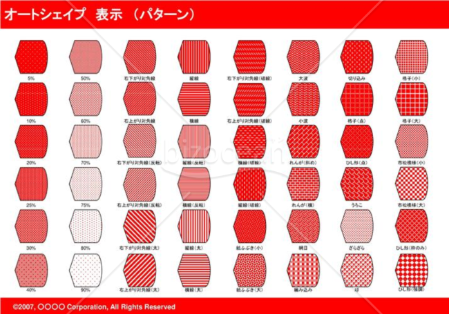 オートシェイプ　表示　（パターン）(レッド)