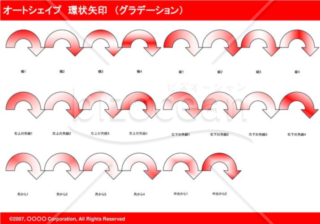 オートシェイプ　環状矢印　（グラデーション）　（レッド）