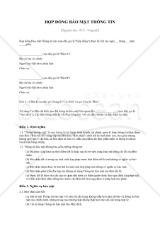 【参考和訳付】HỢP ĐỒNG BẢO MẬT THÔNG TIN（秘密保持契約書）