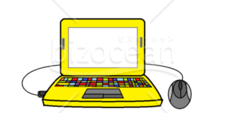 ノートパソコン　背景透明PNG　カラフル　イエロー　黄色