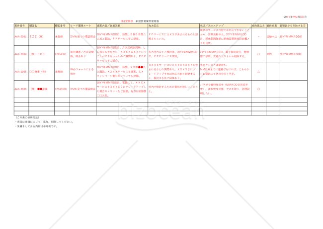新規営業案件管理表