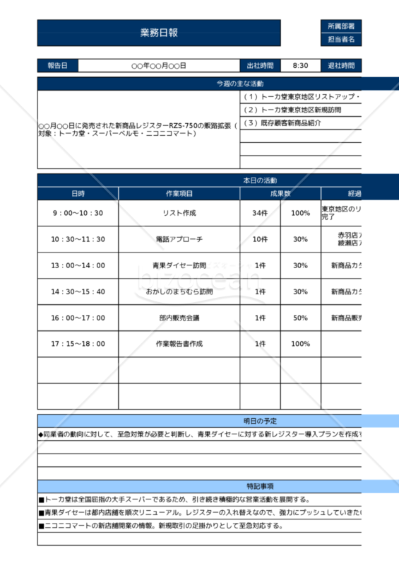 Excelで作るa41枚の業務日報 Bizocean ビズオーシャン