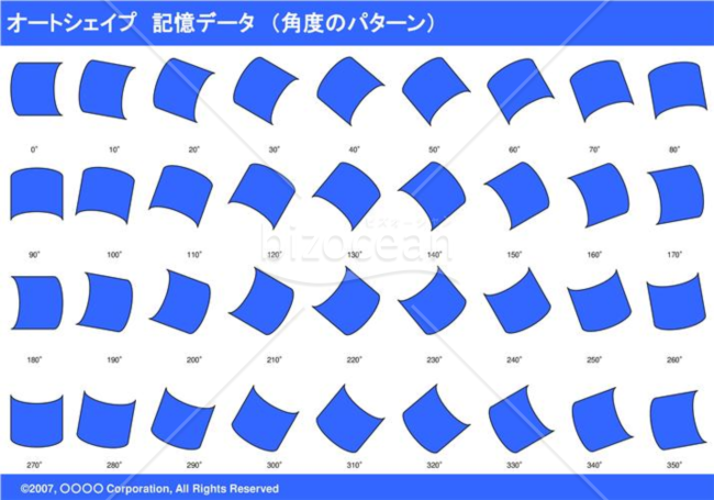 オートシェイプ　記憶データ　（パターン角度）（ブルー）