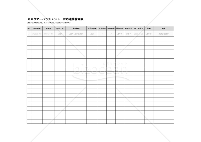 カスハラ対応進捗管理表