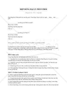 【参考和英訳付】HỢP ĐỒNG ĐẠI LÝ PHÂN PHỐI（販売代理店契約書）