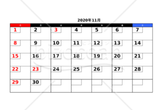 2020年11月　カレンダー　エクセル　無料