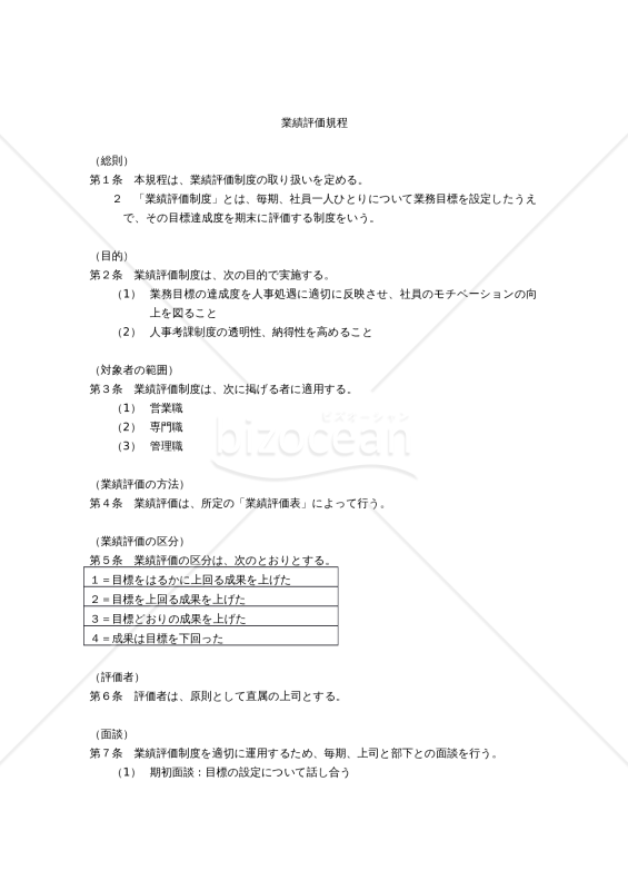 【働き方改革関連法対応版】業績評価規程