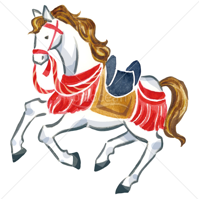 【2026年】「イラスト」水彩手描き風の華やかな飾り馬