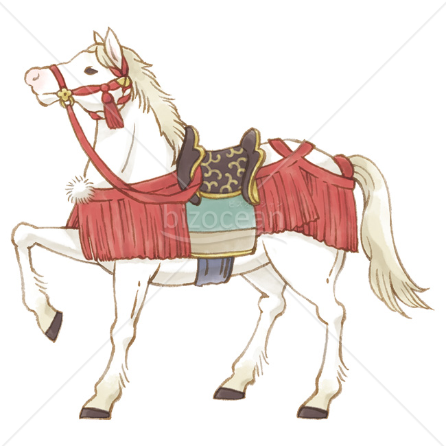 【2026年】「イラスト」優雅な装いの白馬の手描き風