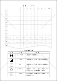 ボウリングスコアシート（縦）