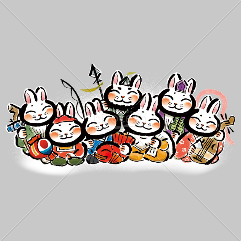 「イラスト」ウサギの七福神