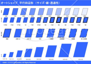 オートシェイプ　平行四辺形　（サイズ・線・透過性）（ブルー）