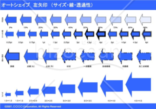 オートシェイプ　左矢印　（サイズ・線・透過性）（ブルー）