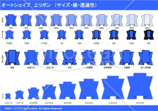 オートシェイプ　上リボン　（サイズ・線・透過性）（ブルー）