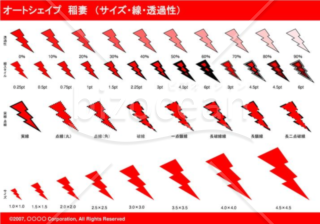 オートシェイプ　稲妻　（サイズ・線・透過性）（レッド）