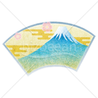 「イラスト」扇の中に描かれた富士山