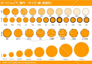 オートシェイプ　楕円　（サイズ・線・透過性）（オレンジ）