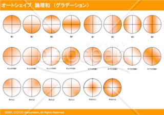 オートシェイプ　論理和　（グラデーション）　（オレンジ）
