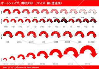 オートシェイプ　環状矢印　（サイズ・線・透過性）　（レッド）