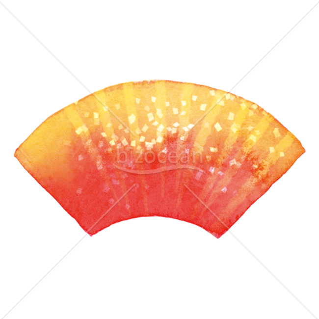 【イラスト】水彩で描かれた赤と黄色の扇02