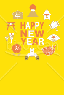 ポップな馬　背景黄色