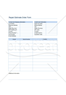 【英文】修理見積依頼書 (Repair Estimate Order Form)