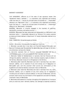 【和・英対訳】保証契約書(1a034)／WARRANTY AGREEMENT