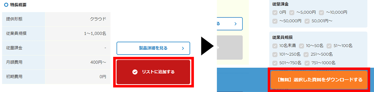 【【無料】選択した資料をダウンロードする】ボタンをクリック