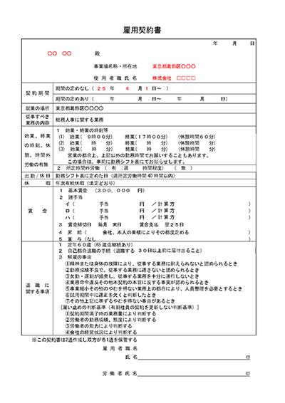 雇用契約書（正社員用）