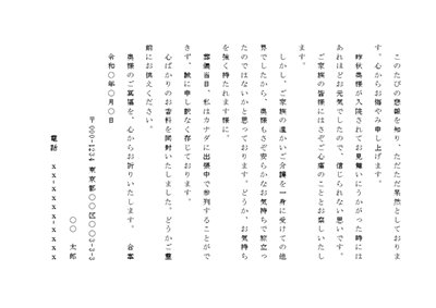 お悔やみ状01(葬儀参列が出来ない時)